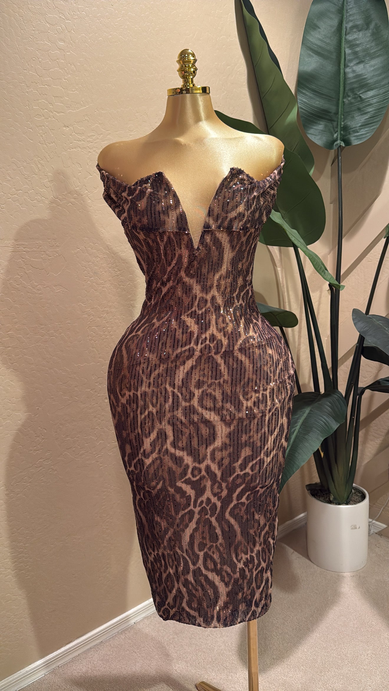 Sexy sheer leopard dress
