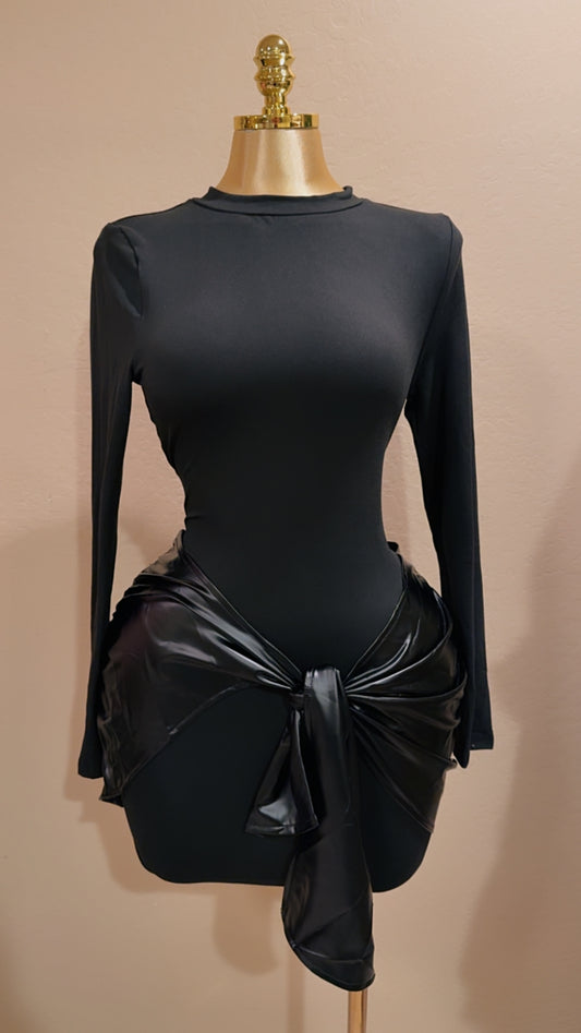Bonita dress with PU leather skirt